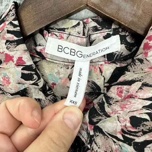 BCBgeneration Shift Dress Womens XXS Pink Floral Long Sleeve Boho Whimsigoth - Picture 8 of 10